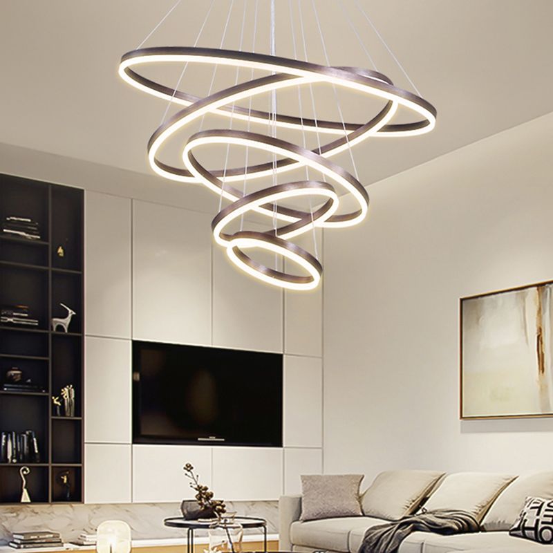 Multi-Rings Multi-Layer Modern Simple Style Metal Hanging Chandelier Lighting Fixtures