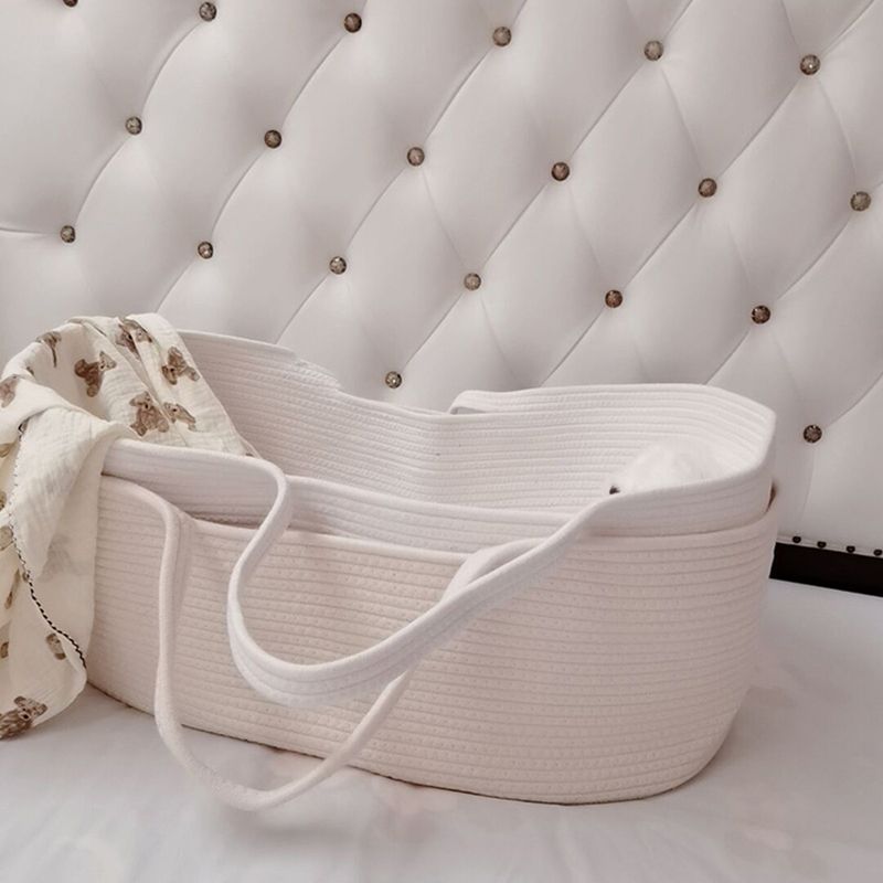 Upholstered Oval Crib Cradle Folding Moses Basket for Newborn