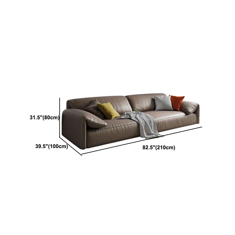 Contemporary Faux Leather Sofa Pillow Top Arm Sofa with 4 Pillows