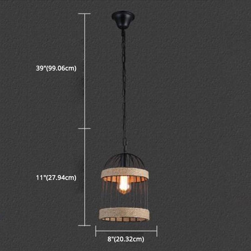 Corda beige a sospensione kit luce uccello gabbia in stile vintage lampada appesa per il ristorante