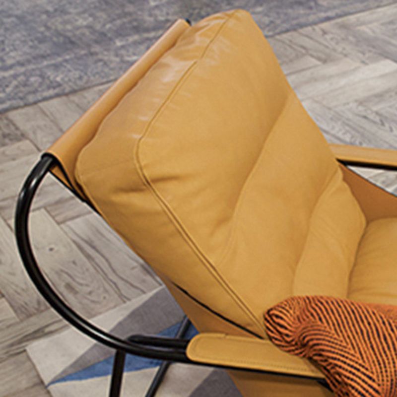Fixed Back Lounge Chair Fabric Seat Sloped Arms Chair with Black Legs