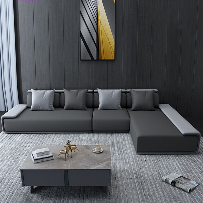 Contemporary Industrial Fabric Sofa with Bolster Pillows 29.53"High Pillow Top Arm Sofa