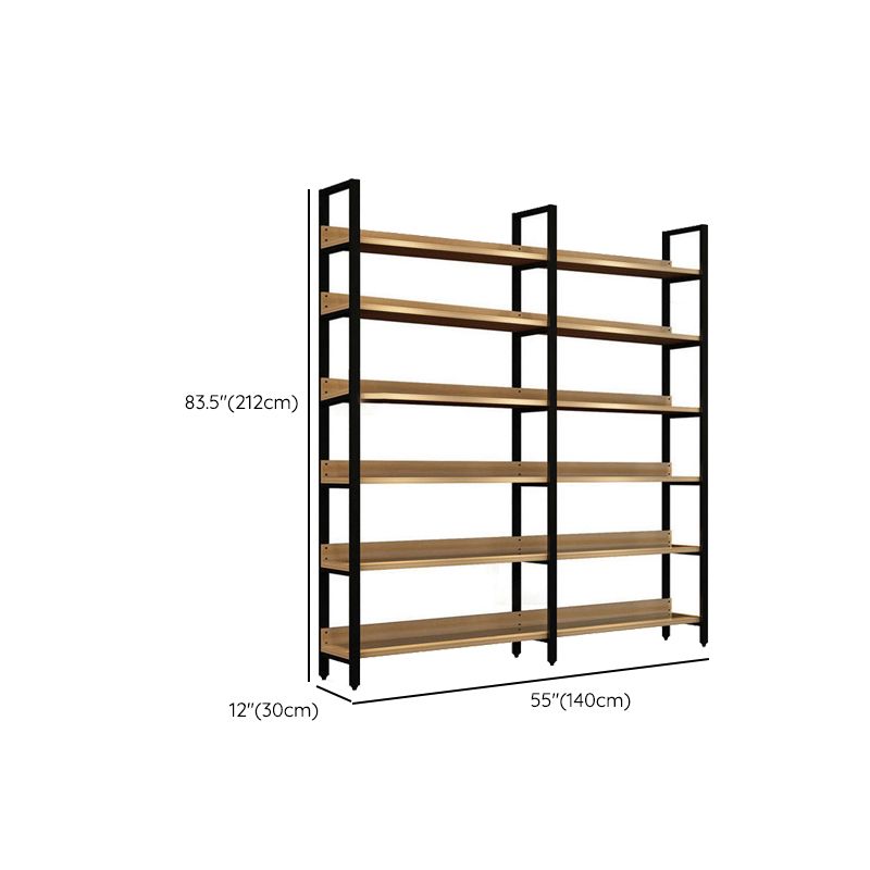Metal and Wooden Shelf Bookcase Open Modern Brown Book Shelf for Office