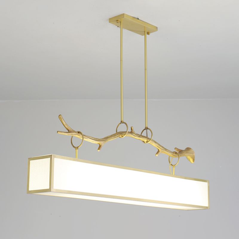 Rectangle Island Lighting Fixture Modern Metal Single Light Pendant Light