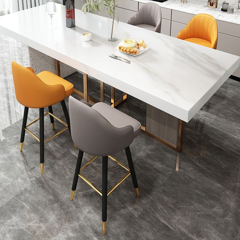 Contemporary Home Leather Stool Matte Finish Footrest Armed Stool