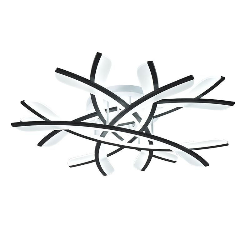 Line Shape LED Ceiling Lamp Modern Iron Flush Mount for Bedroom Study