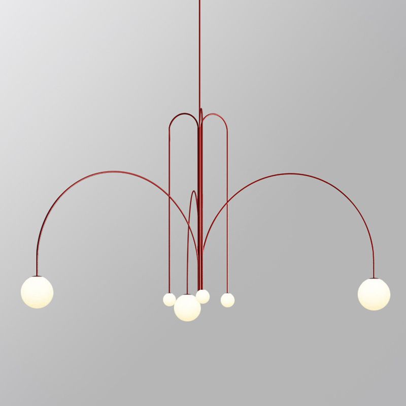 Creatividad posmoderna lámpara de techo de perlas vidrio crema de vidrio colgante con cordón colgante para sala de estar