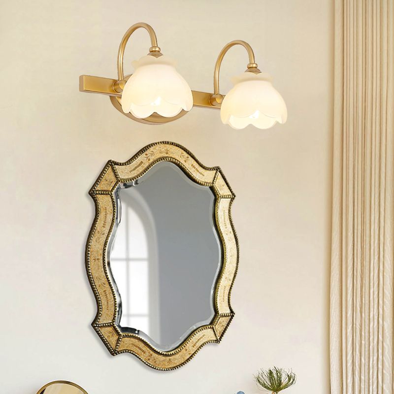 Blossom Bathroom Vanity Mirror Light Traditional Metal LED 2/3/4 Heads Brass Wall Mounted Lamp