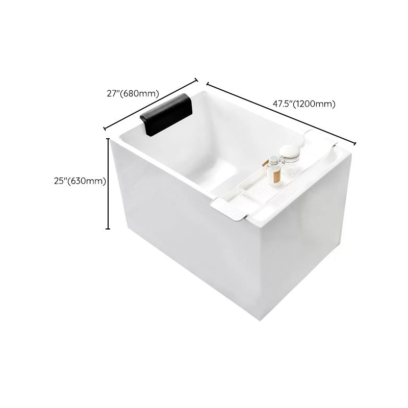 White Acrylic Indoor Bath Tub Soaking Tub with Internal Drain