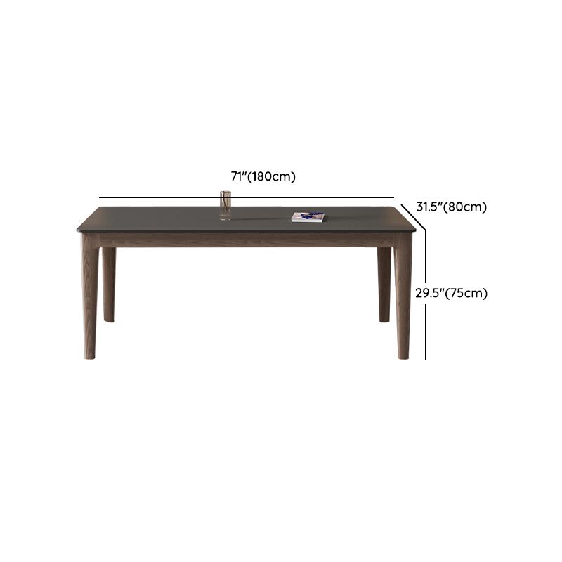 Modern Rectangle Stone Dining Table Solid Wood Legs for Dining Room