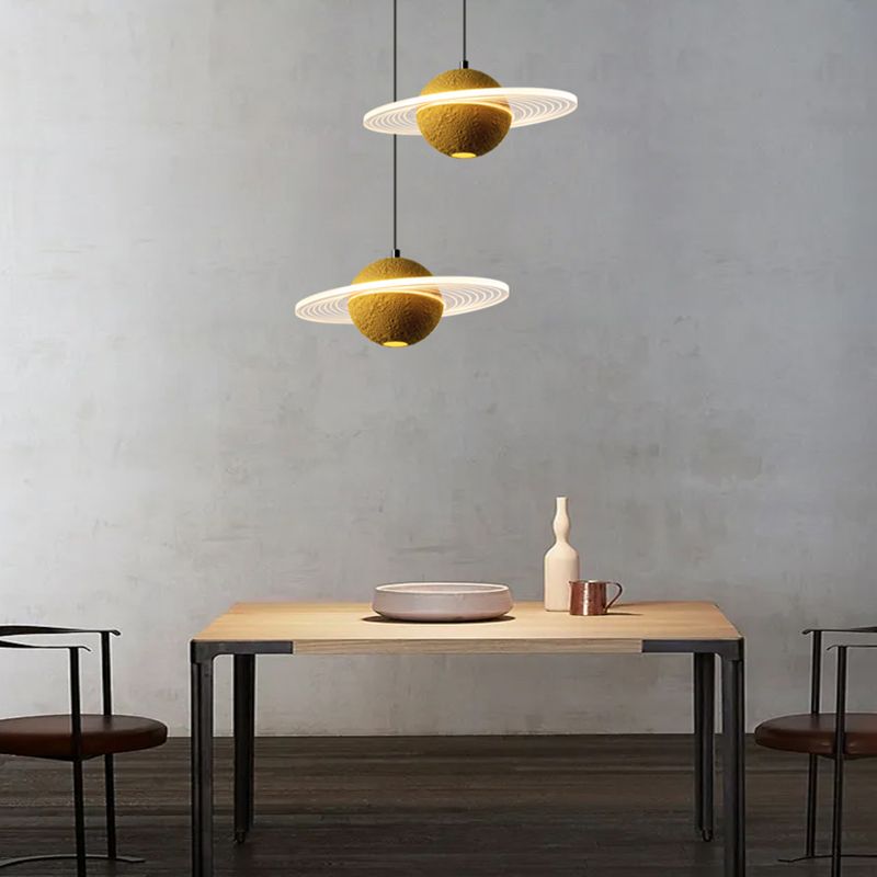 Contemporary Style Globe Hanging Lamp Stone Single Light Pendant Lamp for Bar