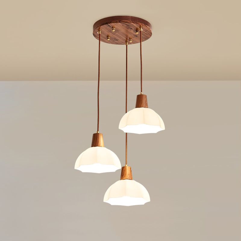 Plafond pendentif dôme Light de style contemporain en bois blanc d'éclairage pendentif blanc
