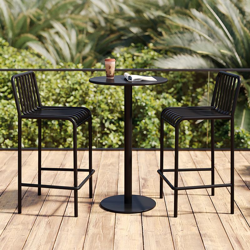 Iron Outdoor Counter Stools Industrial Low Back Bar Stools with Square Seat