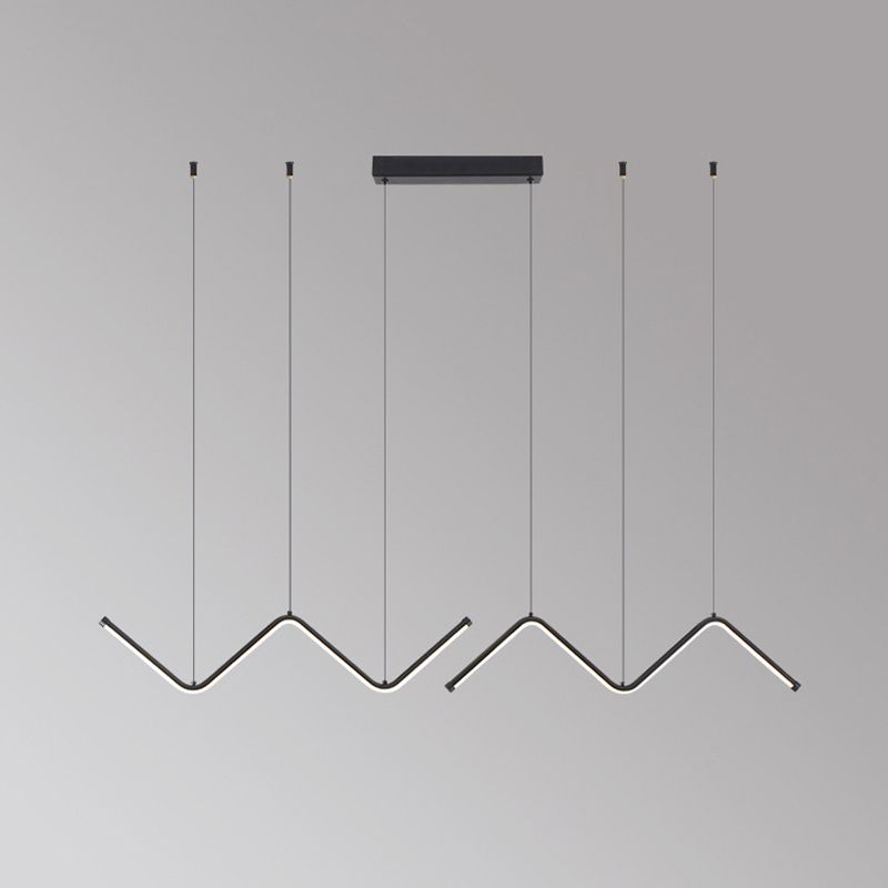 Nordic Aluminum Island Light Linear LED Island Pendant for Dining Room