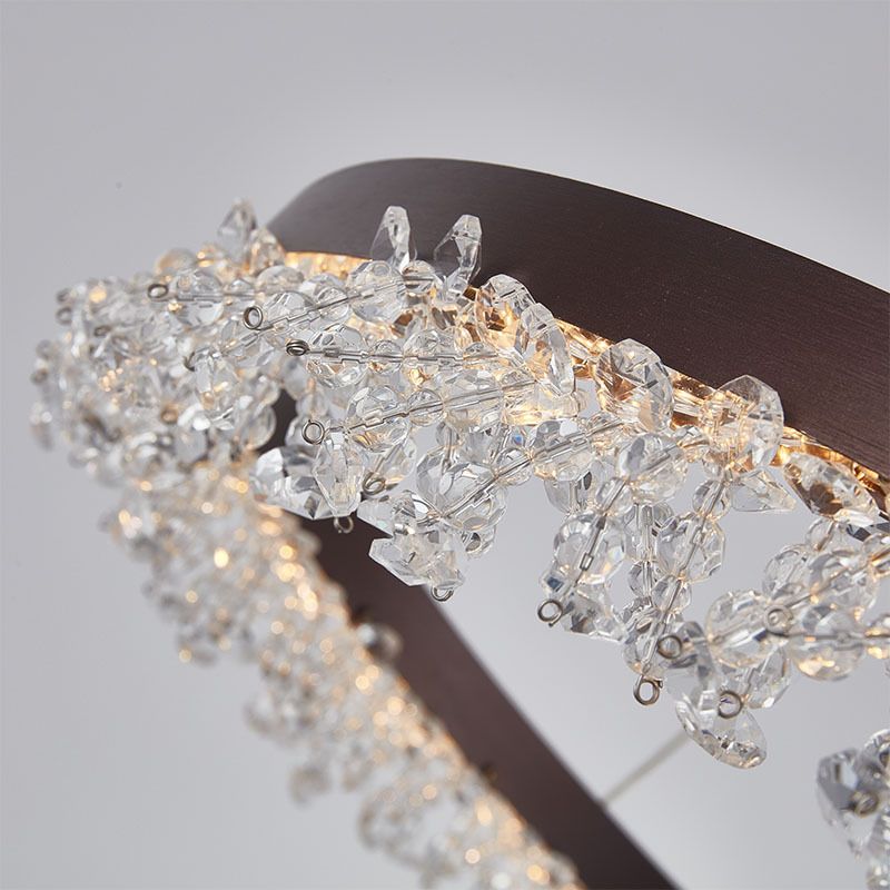 Ringanhänger Light Kit Einfacher Stil Kristall Perlen Braune LED Kronleuchter, 16 "/23,5" breit