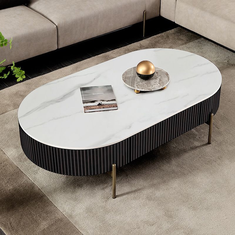Modern Style Round White Black Metal Four-legged Coffee Table