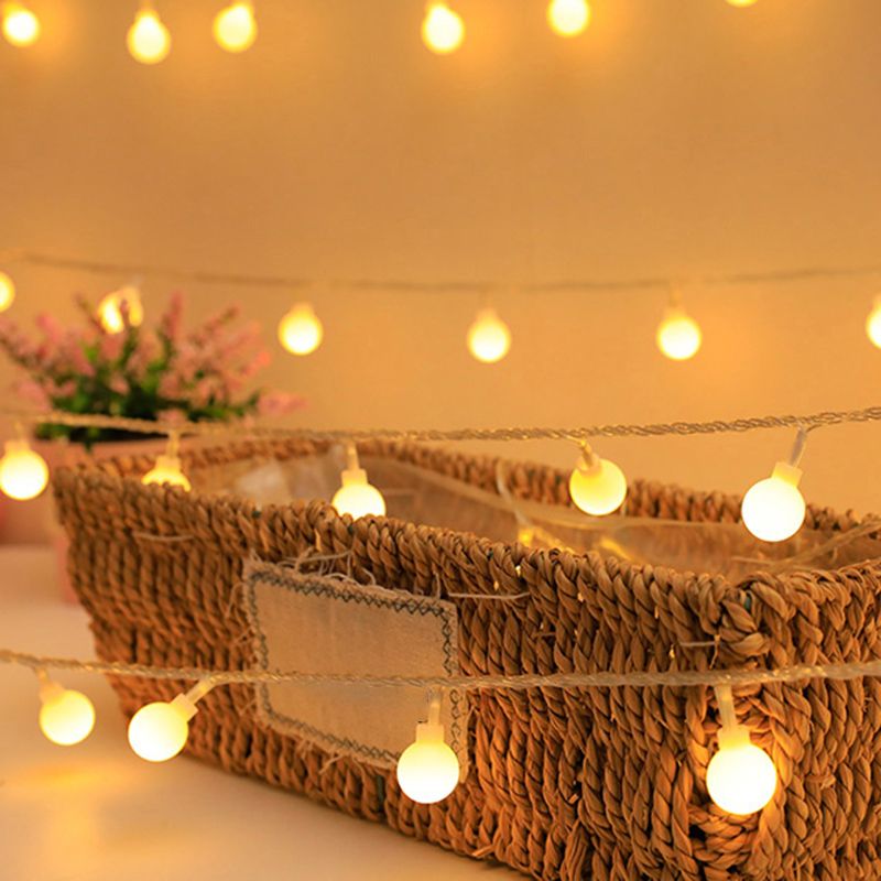 Modern Shaded LED String Light Plastic Bedroom Battery Powered Fairy Light in Clear