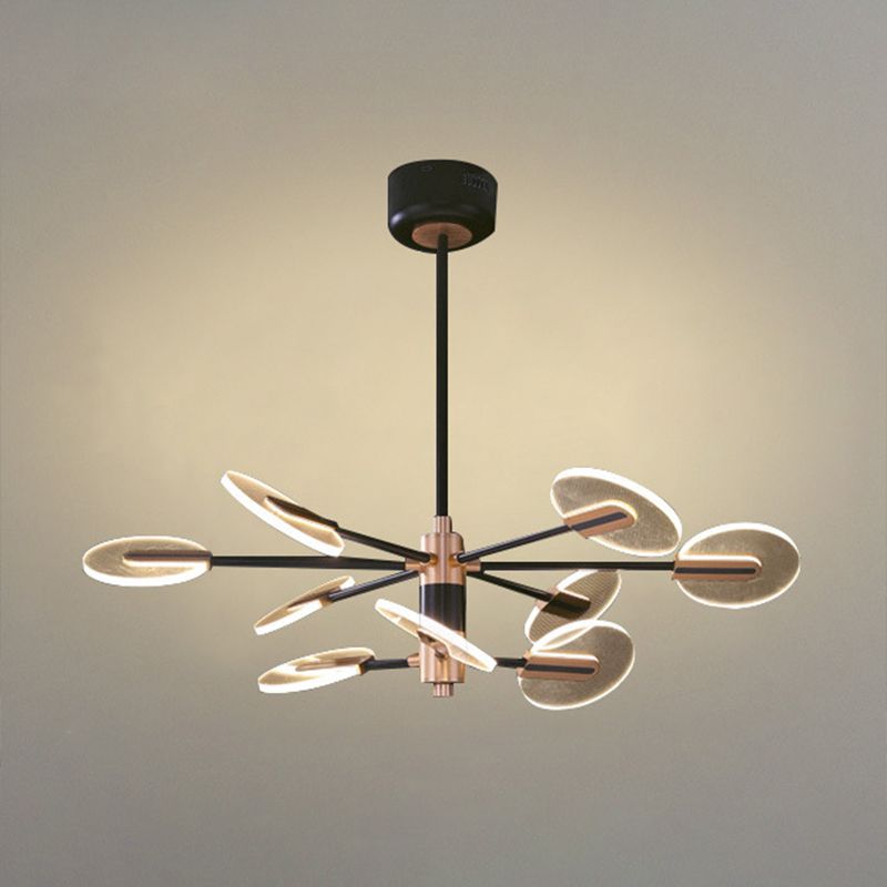 Black and Gold Sputnik Chandelier Postmodern LED Acrylic Suspension Light for Living Room