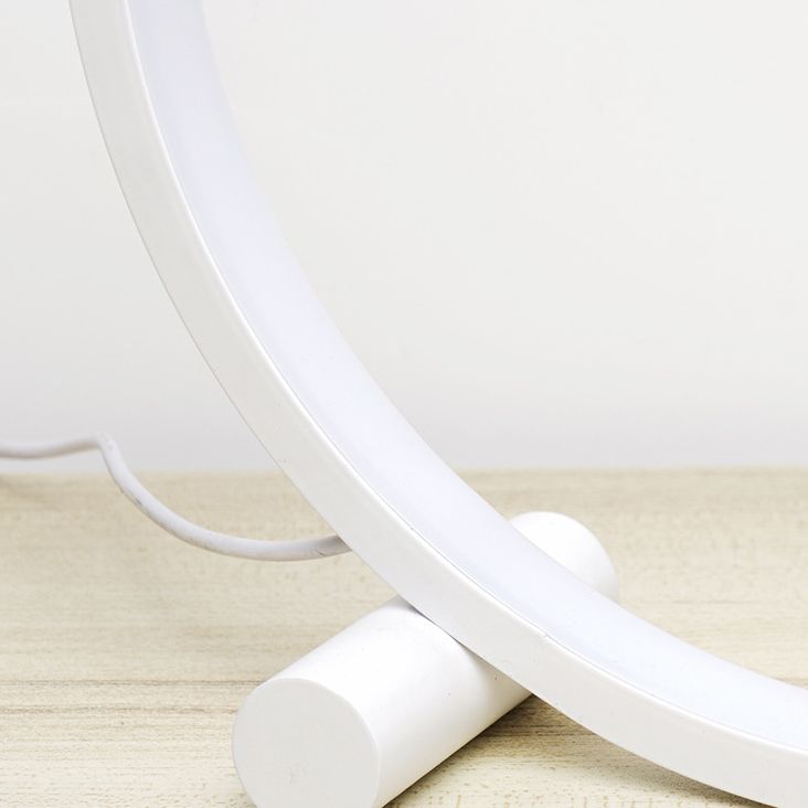 1-Light Circular Table Lamp Contemporary Metal Nightstand Lamps for Bedroom