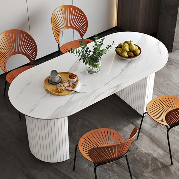 Massivholz zeitgenössischer ovaler Esstisch Marmor Tisch für Esszimmer