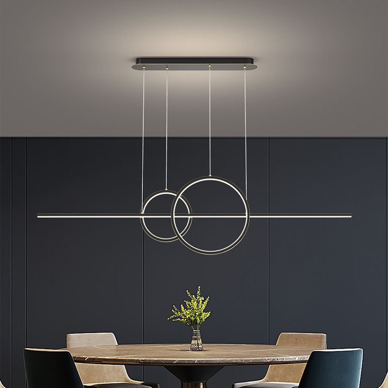 Metal 3-Light Pendant Light in Modern Minimalist Linear LED Silicone Island Light
