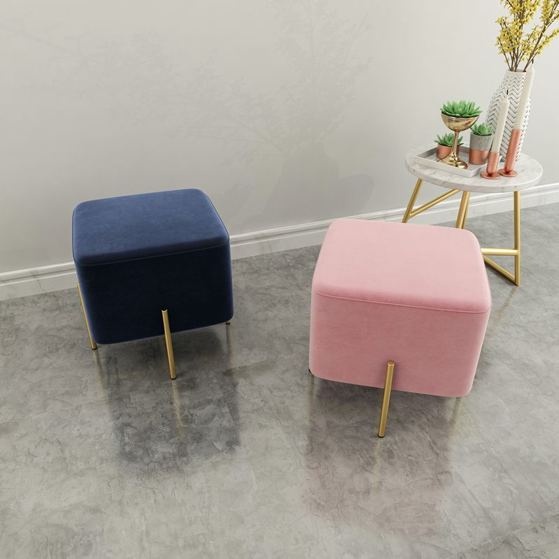 Leisure Velvet Pouf Ottoman Plain Square Water Resistant Ottoman Taverna