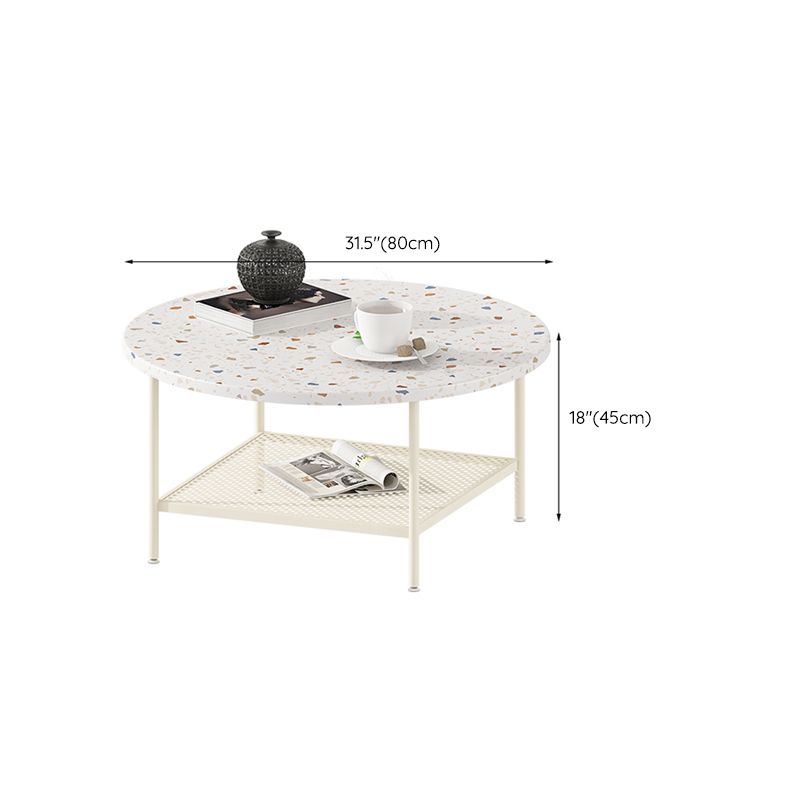 17"H Contemporary Coffee Table White Coffee Cocktail Table with Storage