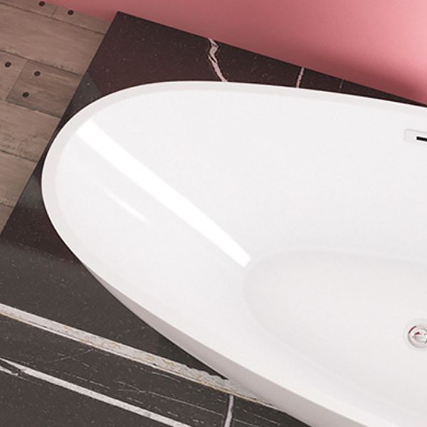 Modern Acrylic Bath Soaking White 23.62-inch Tall Bathtub with Overflow Trim