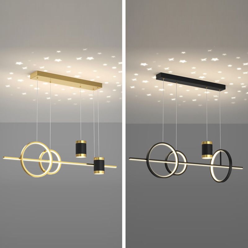 5 Light Cylinder Island Lighting Fixtures Contemporary Metal Chandelier Light