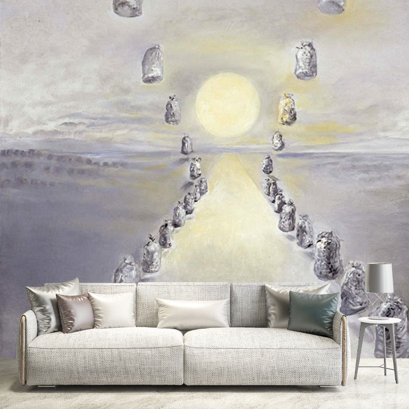 Grey Path of Enigmas Mural Waterproofing Surrealistic Living Room Wall Decoration