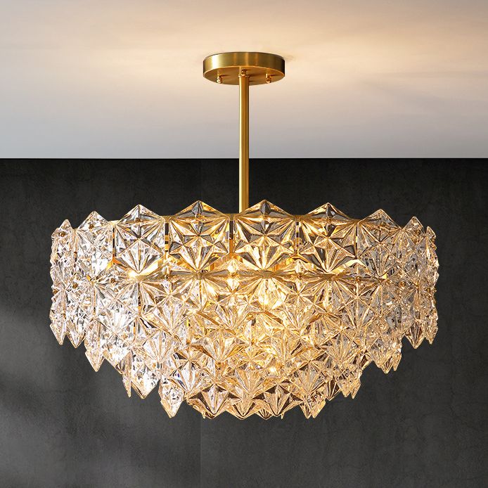 Snowflake Chandelier Light Fixture Vintage Clear Glass Pendant Lighting for Restaurant