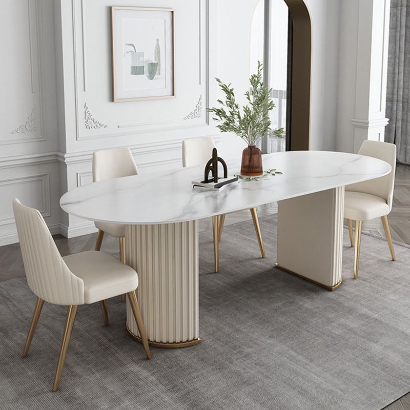 Glam Style Oval Sintered Stone Dining Set 1/4/5/7 Pieces Dining Set for Dining Areas