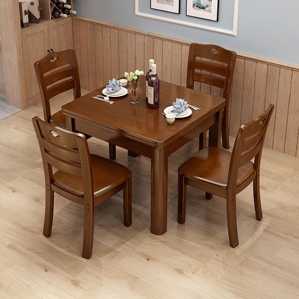 Mesa de comedor industrial cuadrado Mesa fija de madera con madera de goma sólida
