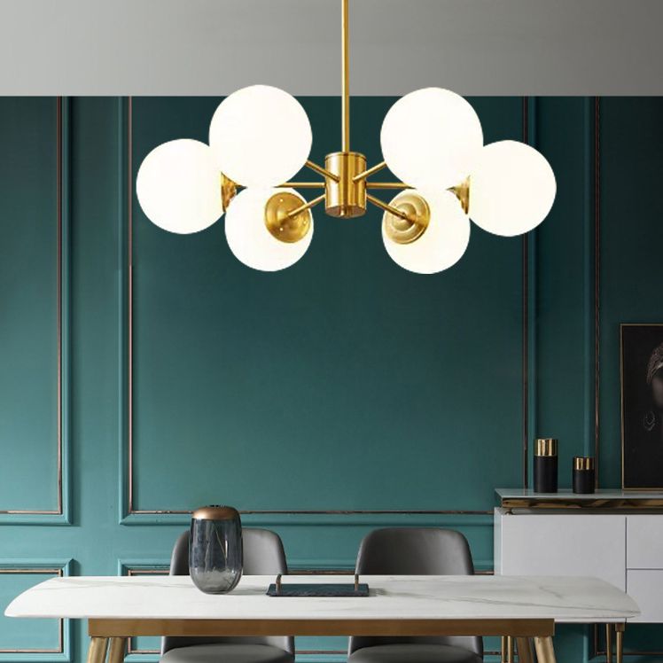 Lampada lampadina a forma molecolare dorata Ombrata di vetro bianco sfera moderno Stile semplicità Stile per sala da pranzo