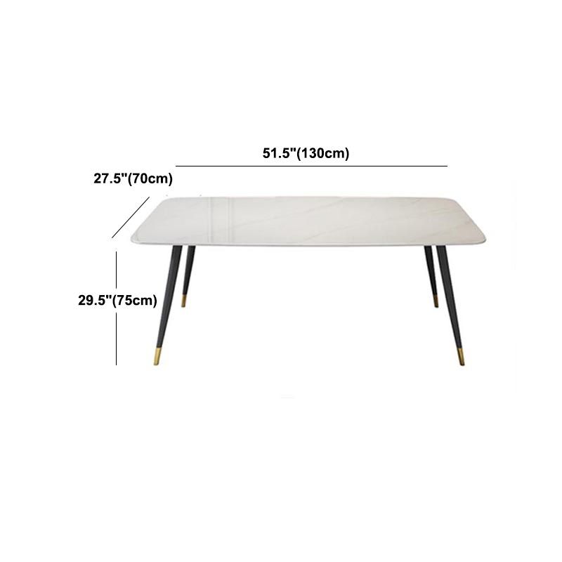 Luxury Sintered Stone Top Dining Table Rectangle White Table with 4 Legs