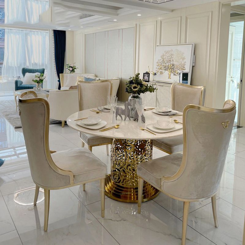 White and Gold Dinner Room Kitchen Table Traditional Luxury Dining Table