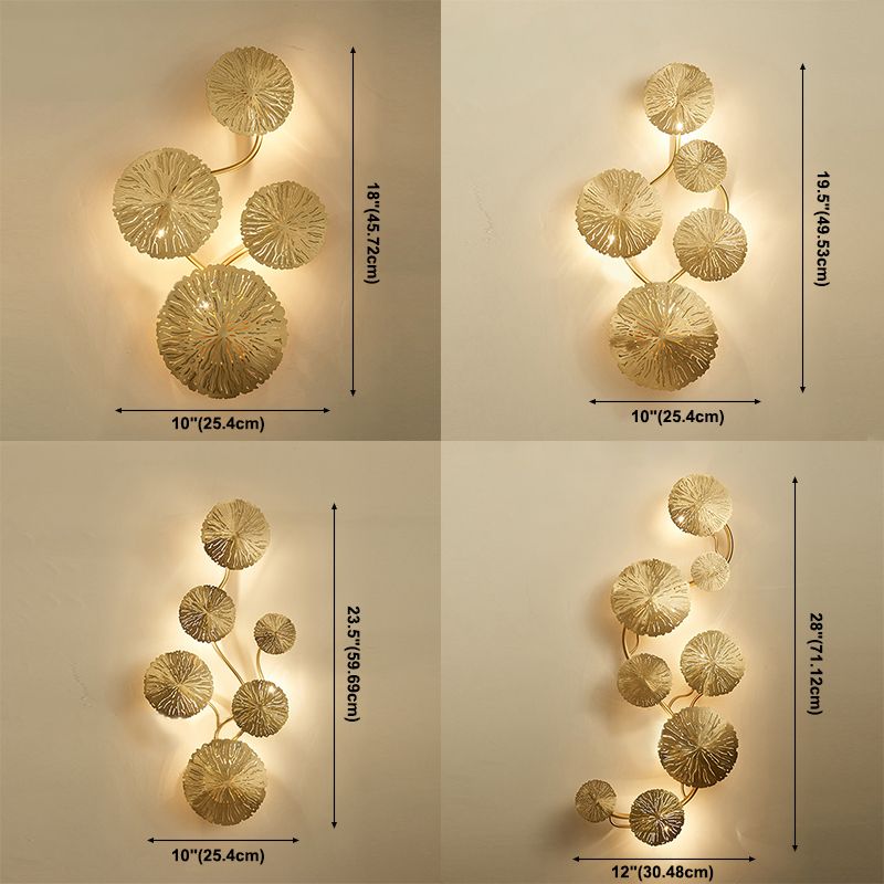 Luz de pared de la hoja de loto en forma de pared posmoderna de acero inoxidable aplastador de pared en oro