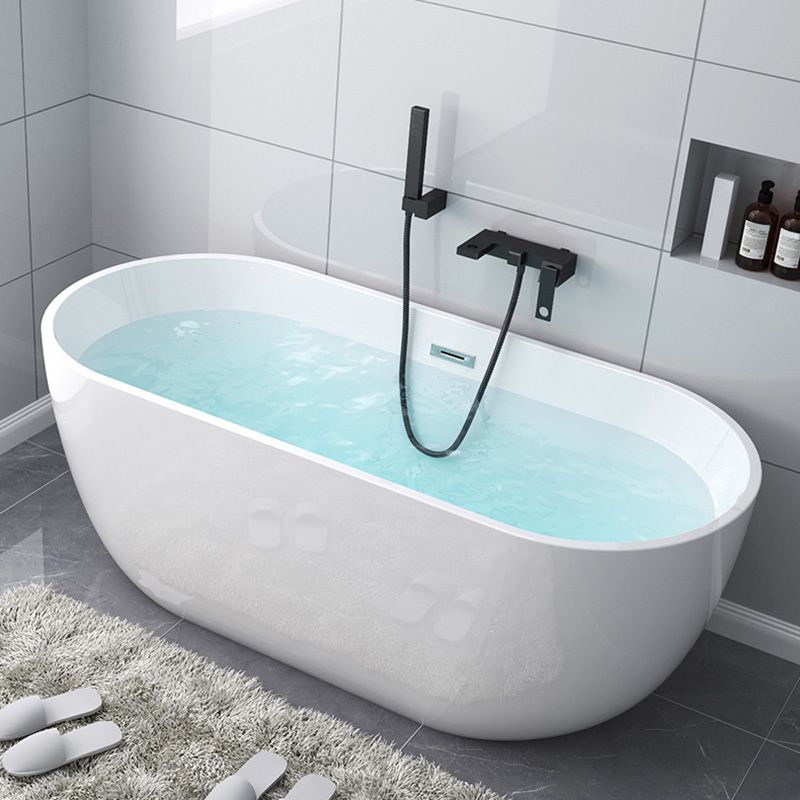 Acrylic Oval Freestanding Bath Soaking 23.23-inch Tall Bathtub in White