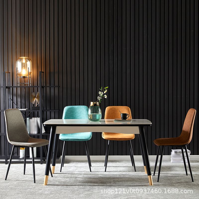 Juego de sillas de metal de estilo escandinavo, cocina, comedor, sillas laterales con respaldo sólido