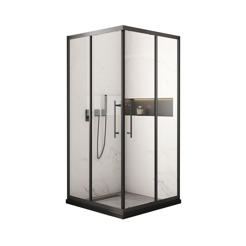 Black Framed Shower Doors Double Sliding Tempered Shower Bath Door