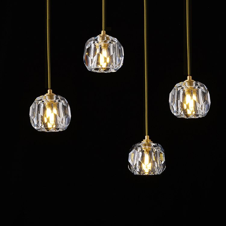 Cut Crystals Block Hanging Pendant Lights Luxury Style Pendant Light for Living Room