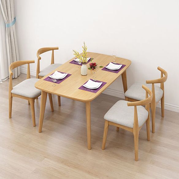 Fixed Wood Top Kitchen Table Set with 4 Legs Base Dining Table Sets for Dining Room