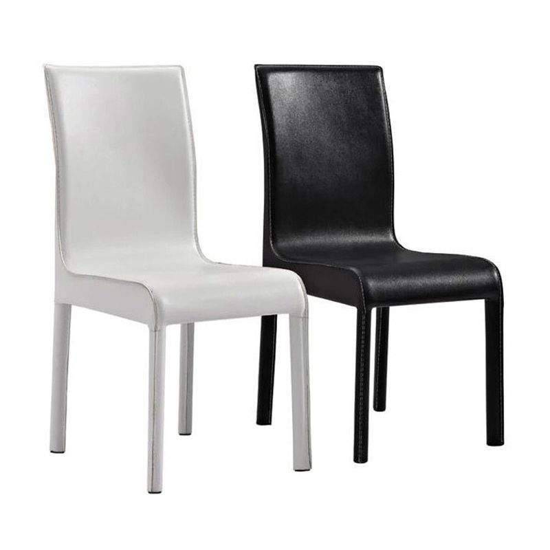 Chaise d'appoint en cuir pour restaurant contemporain Chaise de salle à manger à dossier solide (Ensemble de 2)