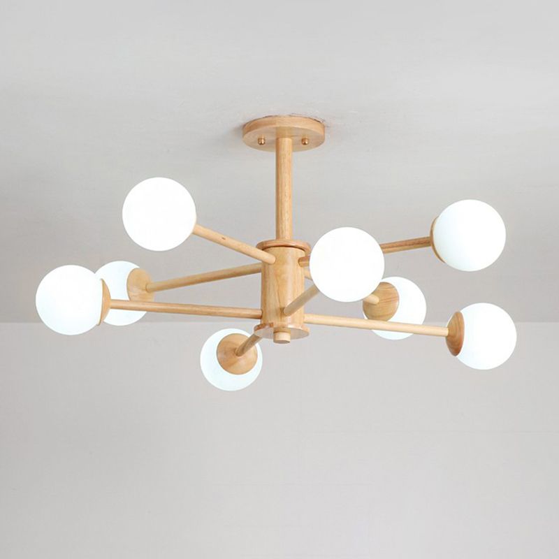 Beige Chandelier Light Fixtures Modern Multi-Head Hanging Pendant Lamps for Living Room