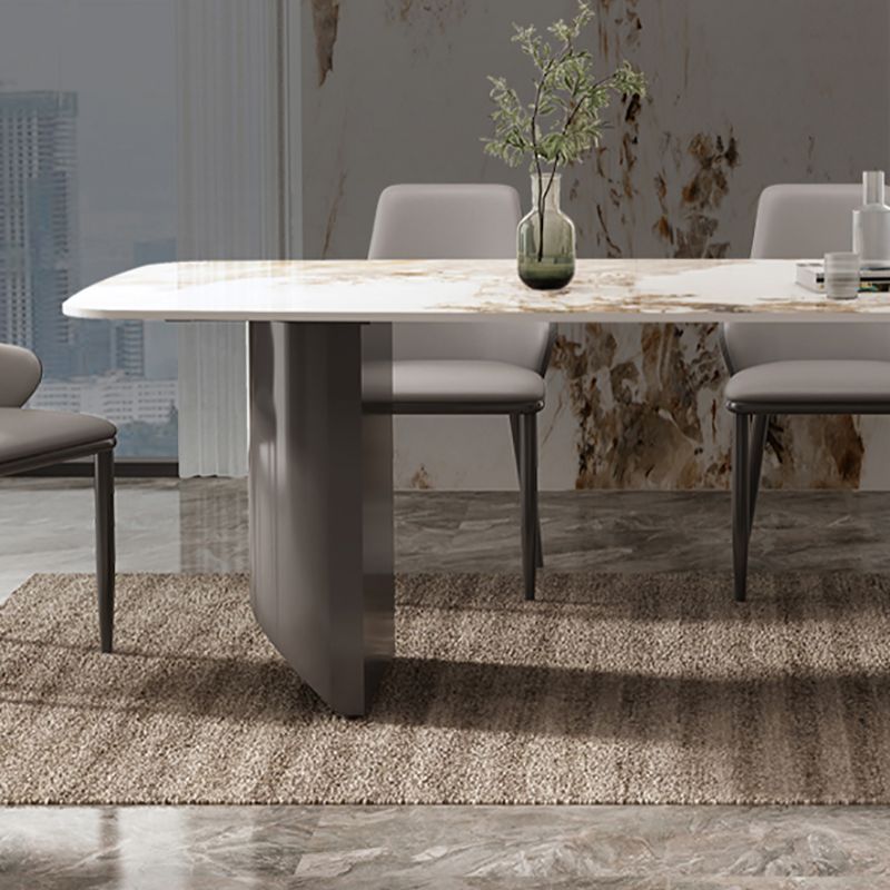 Industrial Sintered Stone Dining Table Rectangle Dining Table for Dining Room