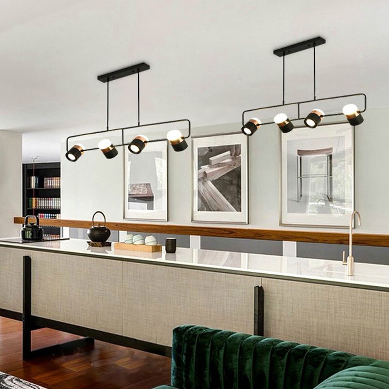 Contemporary Style Cylinder Island Lighting Metal 6 Light Island Pendant Lights