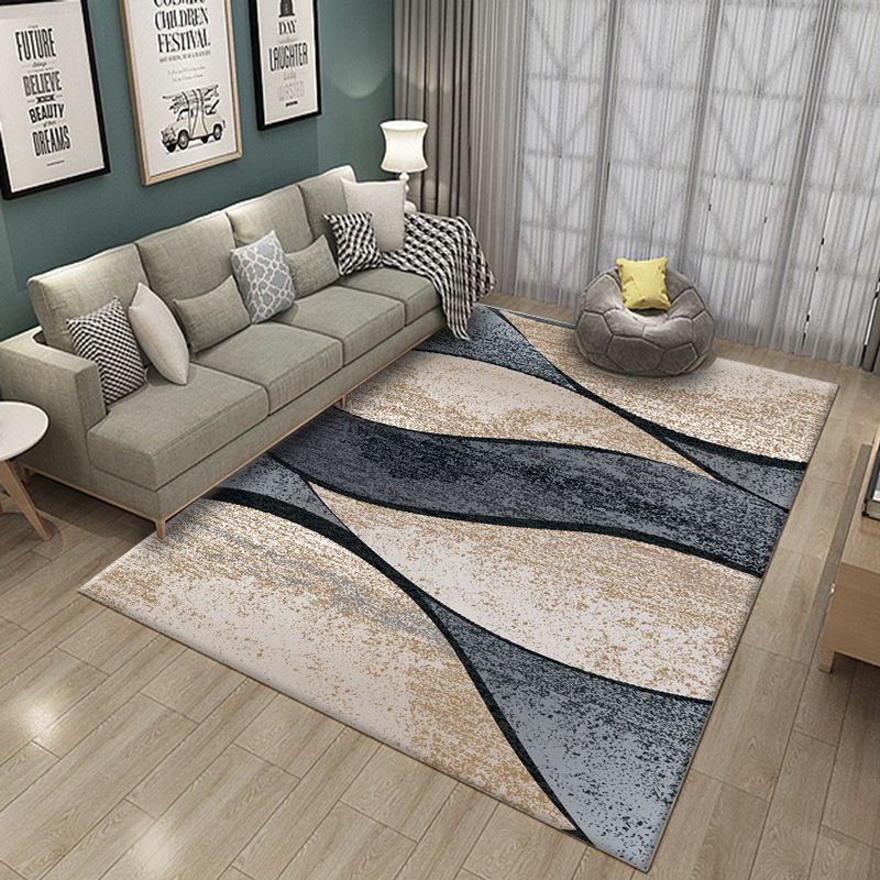Modern Abstract Watercolor Rug Multi-Color Synthetics Rug Washable Anti-Slip Stain Resistant Area Carpet for Home