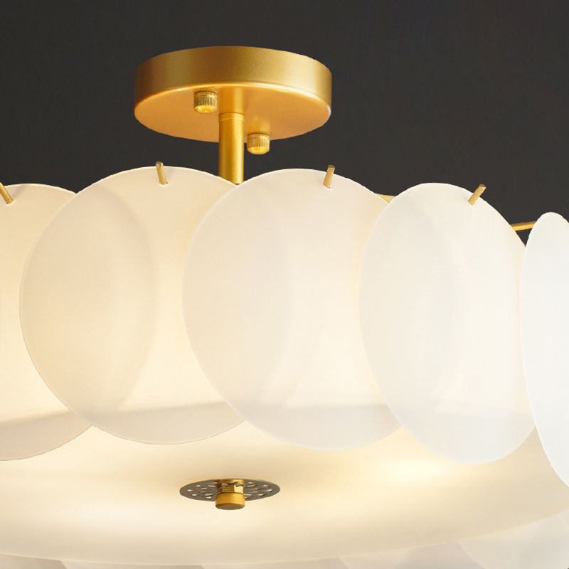 Modern Style Drum Shape Flush Mount Glass Ceiling Light for Living Room