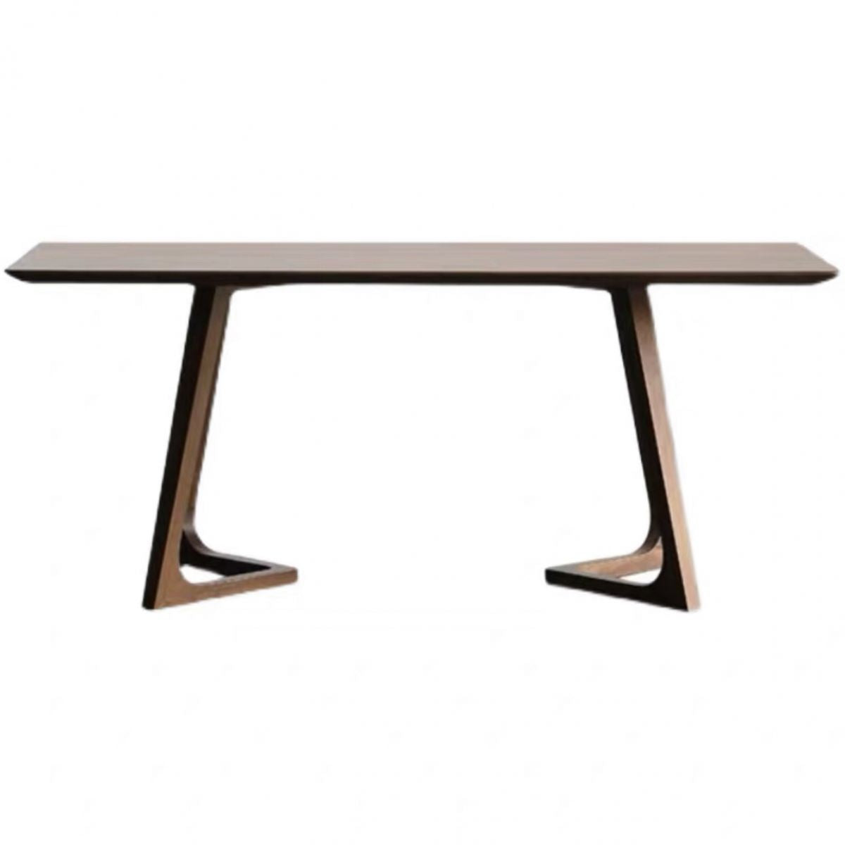Rectangle Wood Dining Table Solid Wood Table Modern with Double Pedestal Base