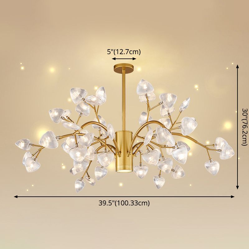 Firefly Design Chandelier Light Clear Acrylic Leaf-shaped Shade Modern Style Lighting Fixture Lamp for Bedroom Aisle Corridor